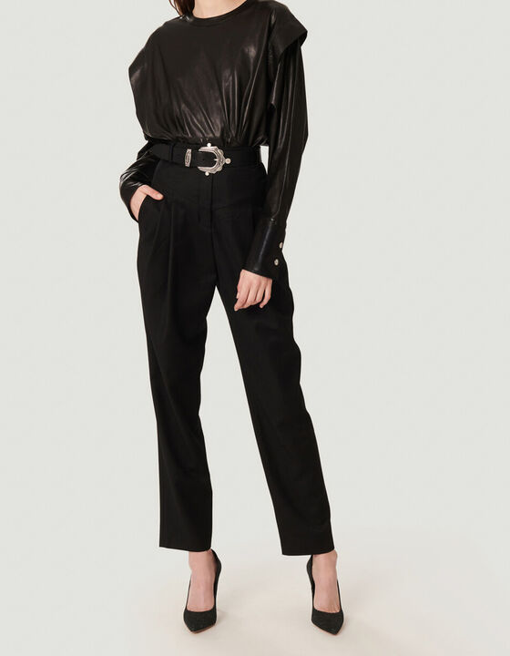AYASIN PLEATED ANKLE TROUSER PANTS